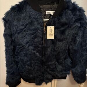 Navy Faux Fur Jacket